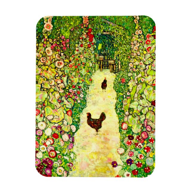 Imán Gustav Klimt Garden con pollos (Vertical)