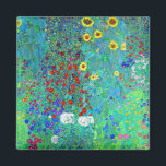 Imán Gustav Klimt Garden con Sunflowers<br><div class="desc">Jardín con girasoles pintado por Gustav Klimt en 1907.</div>