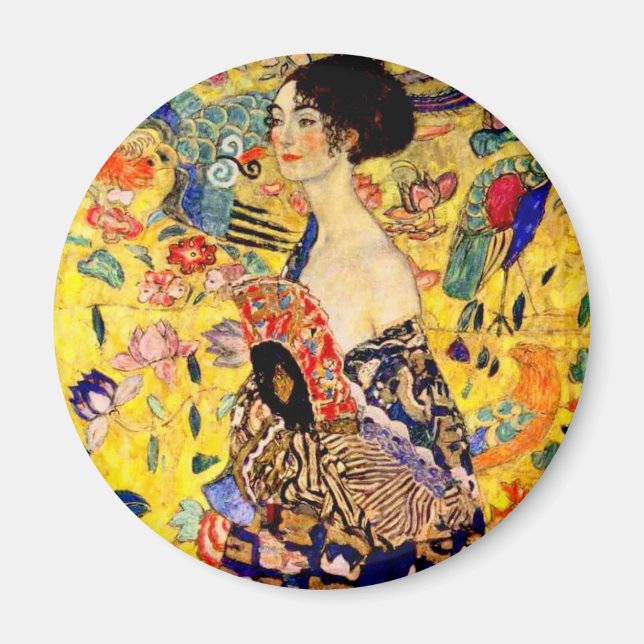 Imán Gustav Klimt Lady con ventilador (Frente)