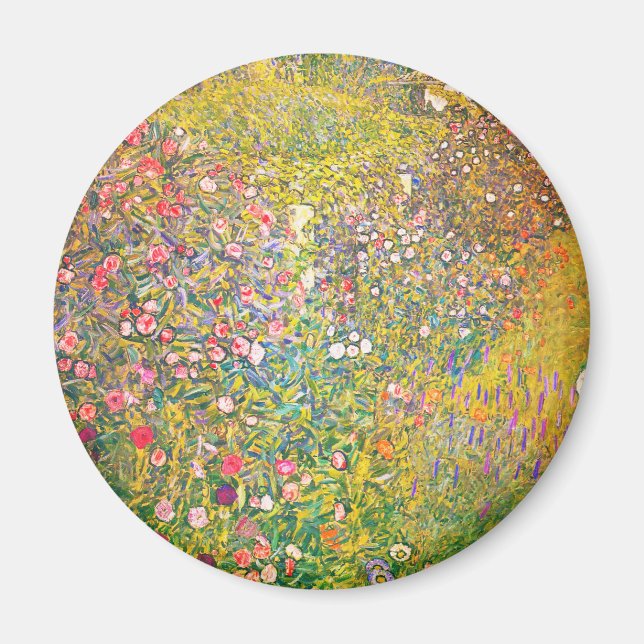 Imán Gustav Klimt Pink Flowers Magnet (Frente)