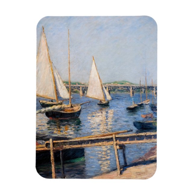 Imán Gustave Caillebotte - Barcos de vela en Argenteuil (Vertical)