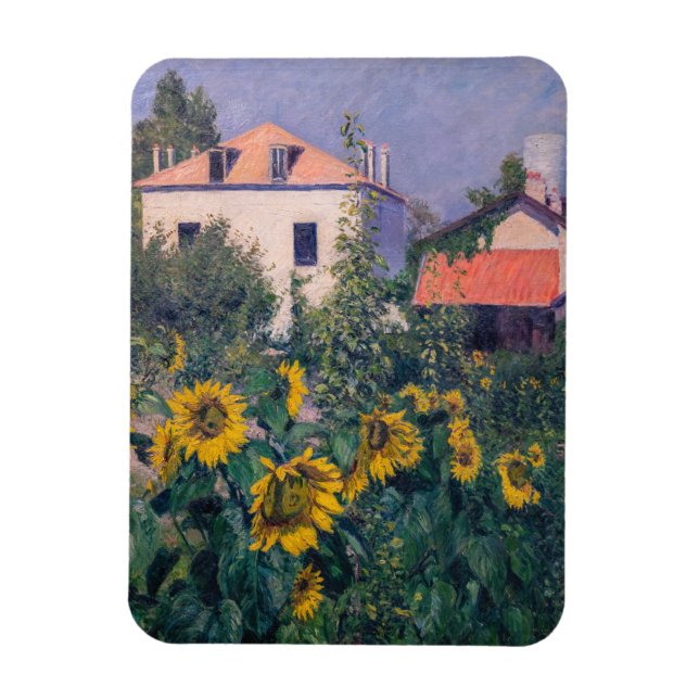 Imán Gustave Caillebotte - Sunflowers, Garden (Vertical)