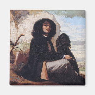 Imán Gustave Courbet - Autorretrato con un perro negro