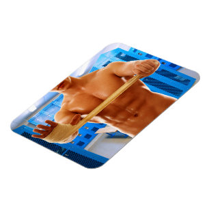 Imán Gymnas de 6-pack sin camisa del hombre musculoso d