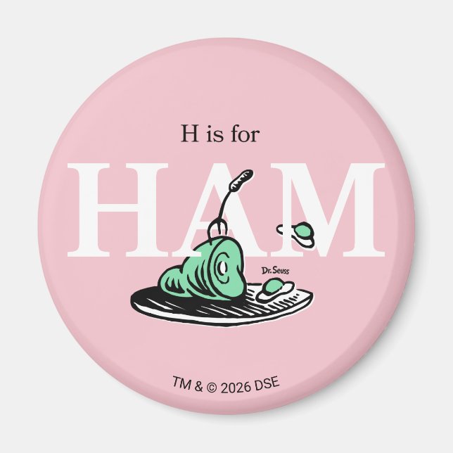 Imán "H es para HAM" | Diseño de alfabeto (Frente)