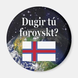 Imán ¿Hablas feroés? en feroés. Bandera y espacio