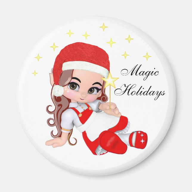 Imán Hada ángel de Navidad linda y estrellas (Frente)