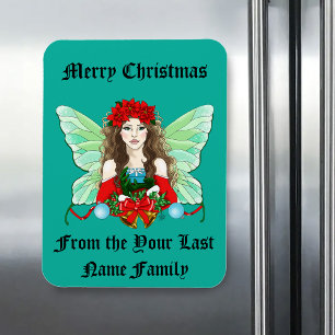 Imán Hada de Navidad Fantasía Acebo Campanas Poinsettia