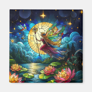 Imán Hada del Vuelo a la Luz de la Luna de Vitral