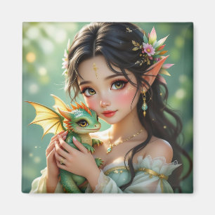 Imán Hada Elfa Bonita & Dragón Etéreo