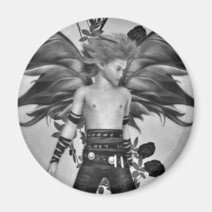 Imán Hada masculina de la fantasía blanco y negro