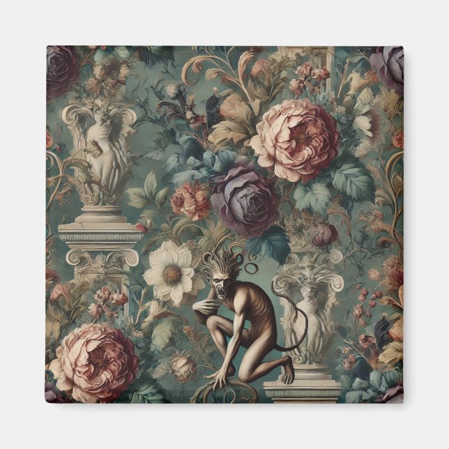 Imán Haga un reverso - Diseño floral gótico (Frente)