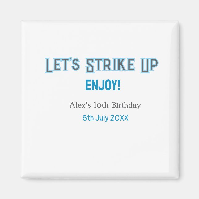 Imán Hagamos que el azul gris feliz nombre de 10 cumple (Frente)