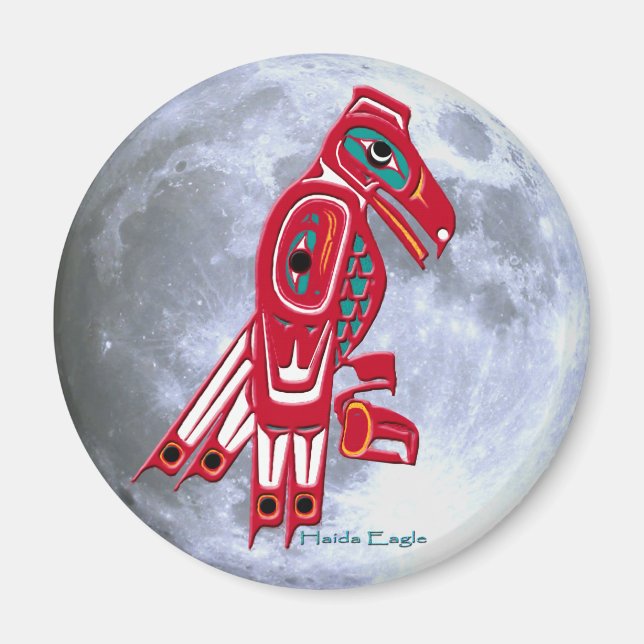 Imán HAIDA EAGLE Y LUNA COMPLETA MUNICIPIO DE Arte Nati (Frente)