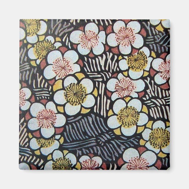 IMÁN HAIKU/ NEGRO BLANCO ROSA AMARILLO FLORES DE PRIMAV (Frente)