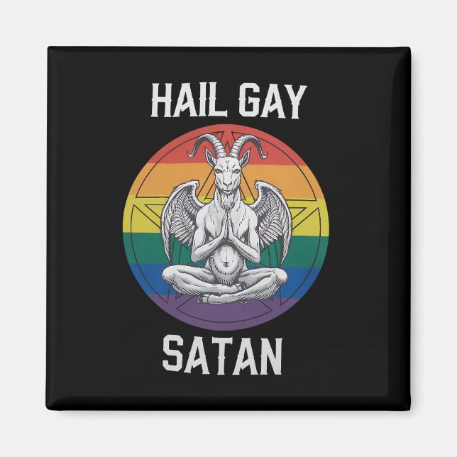 Imán Hail Gay Satan Funny Gótico Gothic Goat LGBTQ (Frente)