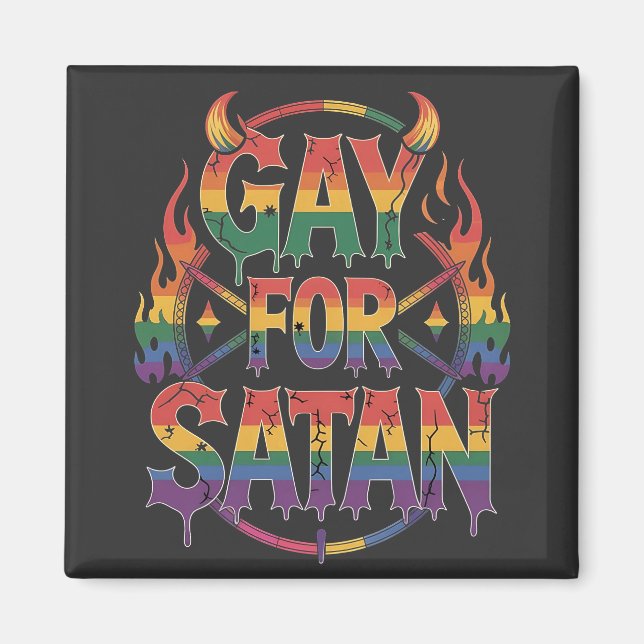 Imán Hail Gay Satan Rainbow Baphomet Devil Goe LGBTQ (Frente)