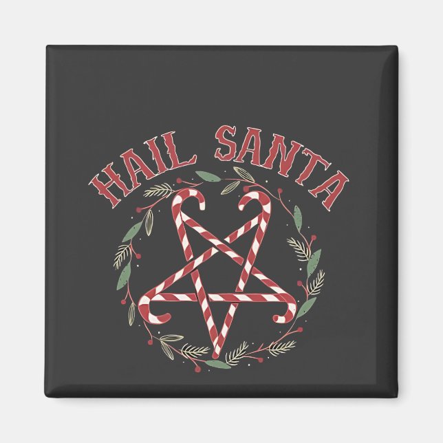 Imán Hail Satan Navidades Krampus Xmas Devil Candy (Frente)