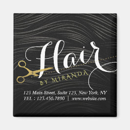 Imán Hair Salon Hairstylist modernas tijeras de oro neg