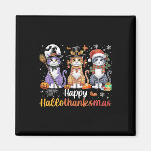 Imán Hallothanksmas Cats Halloween Día de Acción de Gra