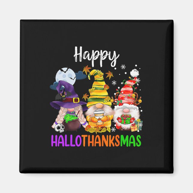 Imán Hallothanksmas Gnomes Halloween Día de Acción de G (Frente)