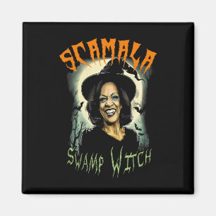 Imán Hallowee de Swamp Witch Funny Anti Kamala Harris 2