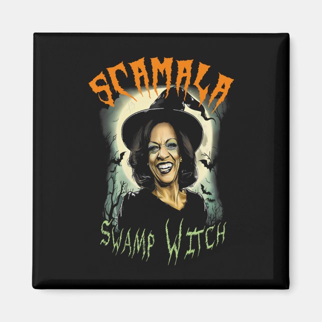 Imán Hallowee de Swamp Witch Funny Anti Kamala Harris 2 (Frente)