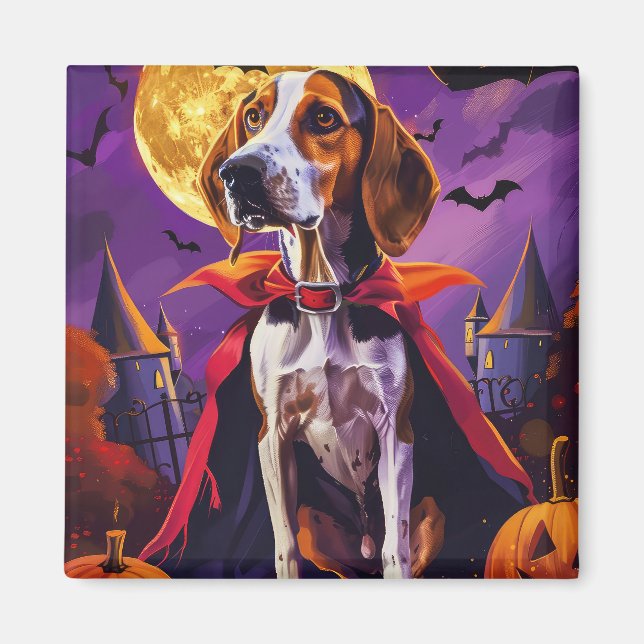 Imán Halloween American English Foxhound Pumpkin Scary (Frente)