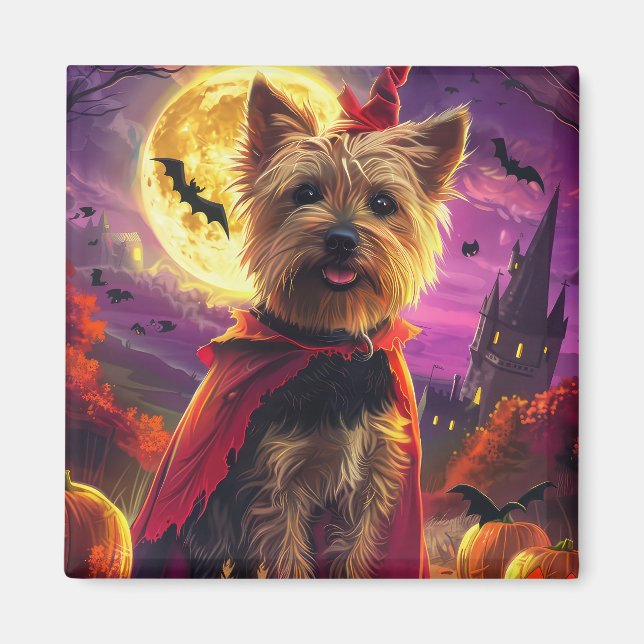 Imán Halloween Australia Terrier Dog Pumpkins ScarY (Frente)