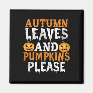 Imán Halloween Autumn Leaves And Pumpkins Birthday