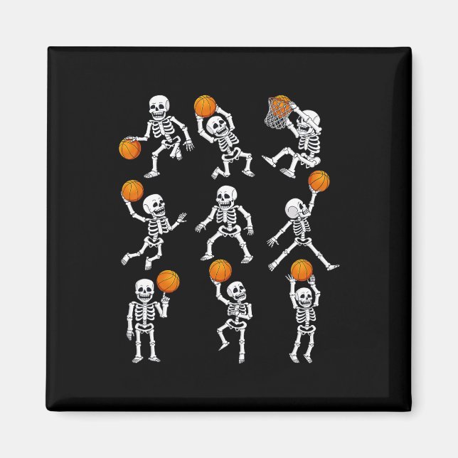 Imán Halloween Basketball Skeletons Dunking Dribble Boy (Frente)