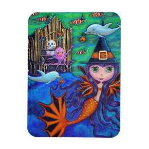 Imán Halloween Bat Mermaid Witch Dolphins Octopus Organ