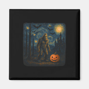 Imán Halloween Bigfoot Starry Night Van Gogh Sasquatch