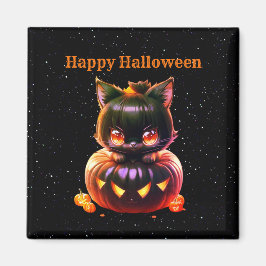 Imán Halloween Black Cat Pumpkin Night Horror
