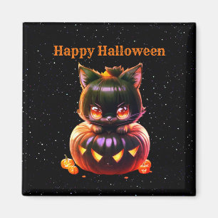 Imán Halloween Black Cat Pumpkin Night Horror