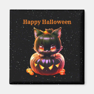 Imán Halloween Black Cat Pumpkin Night Horror
