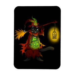 Imán Halloween Black Witch Cat Magnet