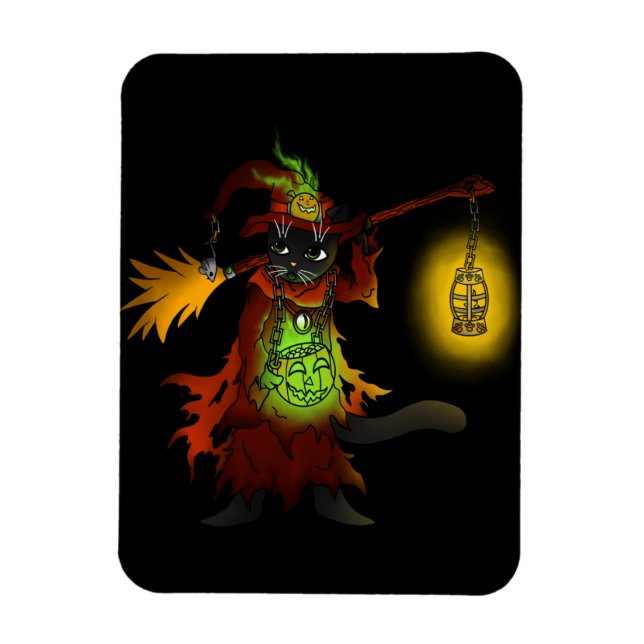 Imán Halloween Black Witch Cat Magnet (Vertical)