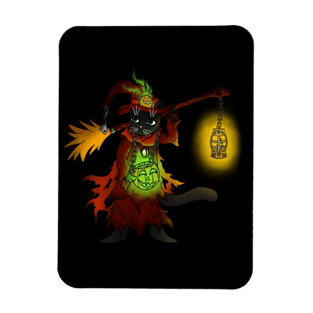 Imán Halloween Black Witch Cat Magnet (Vertical)
