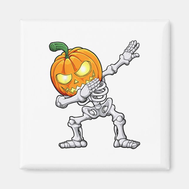 Imán Halloween Boys Dabbing Skeleton Scary Pumpkin Jack (Frente)