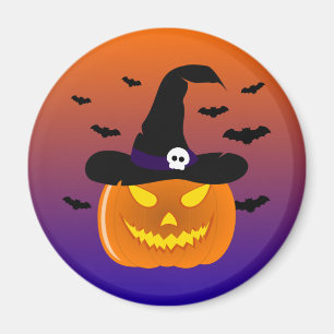 Imán Halloween Calabaza Jack o’ Lantern Witch Gorra