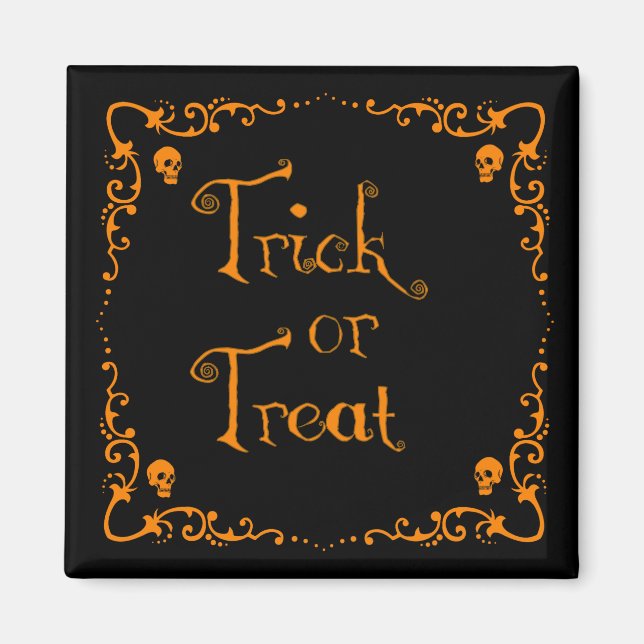 Imán Halloween Calabaza Naranja truco o trato (Frente)