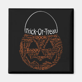 Imán Halloween Calabaza Tipografía Truco O Tratamiento