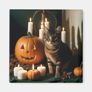 Imán Halloween Calabazas Gato Cute Festividad Mágica