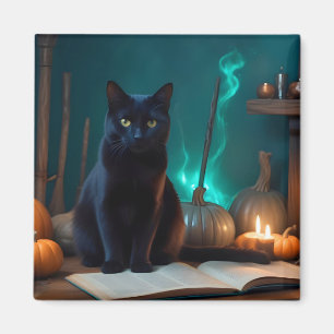 Imán Halloween Calabazas Gato Cute Festividad Mágica