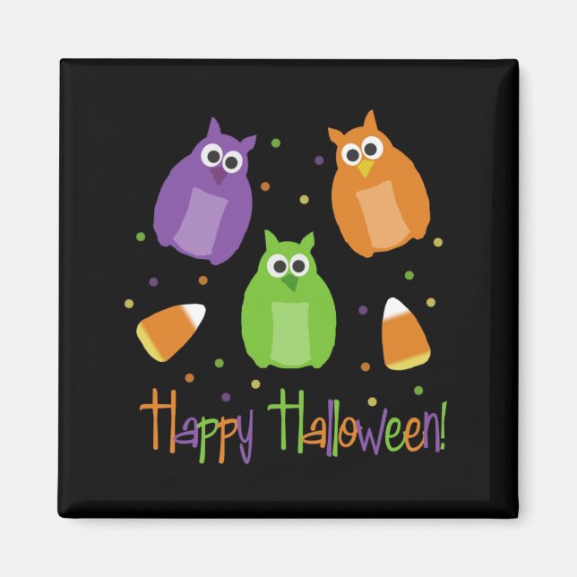 Imán Halloween Candy Corn Owls Magnet (Frente)