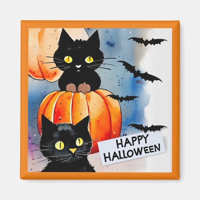 Imán Halloween Cats And Bats Magnet (Frente)
