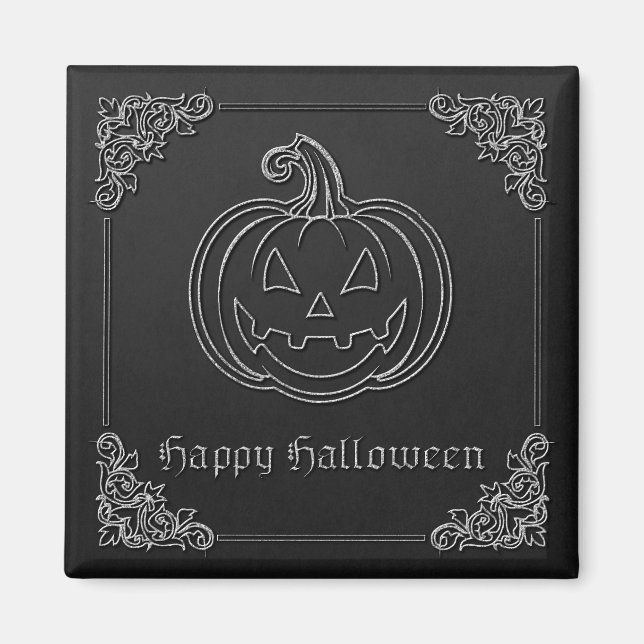 Imán Halloween con linterna de Jack O' (Frente)