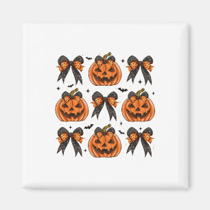 Imán Halloween Coquette Bow Pumpkin Spooky Mujeres Chic