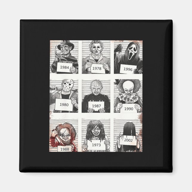 Imán Halloween Creepé Legends Asesino Mugshots Fa de ho (Frente)